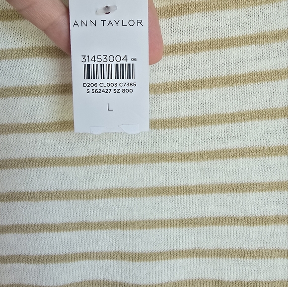 Ann Taylor New Coastal Striped Linen Blend Ruffle Sleeve Knit Top Size Large - Picture 10 of 13